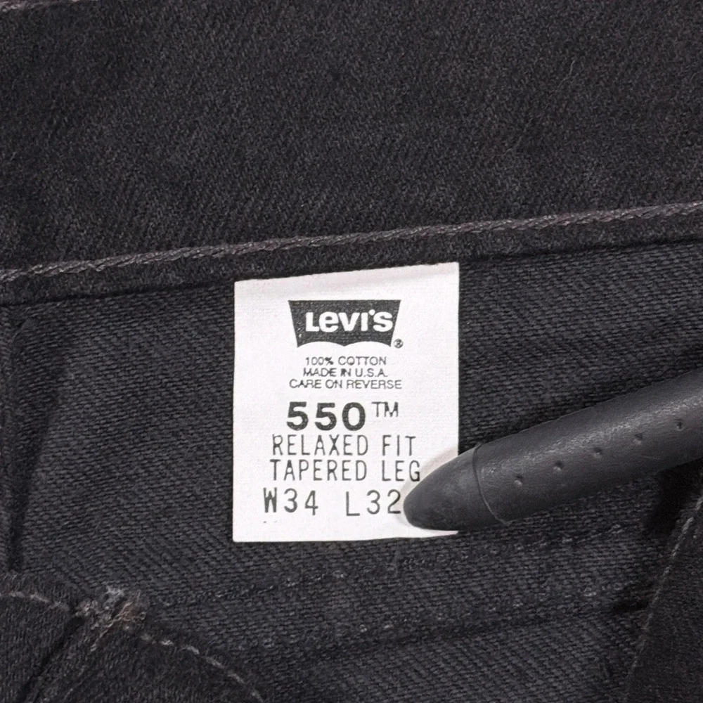 Levi's 550 Jeans Mens 34x32 Black Relaxed Fit Tapered Leg Denim Made in USA Vtg